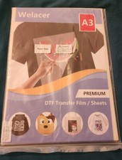 Welacer DTF Transfer Film Paper A3 11.7" x 16.5" 100 Sheets Double-Side Mat...
