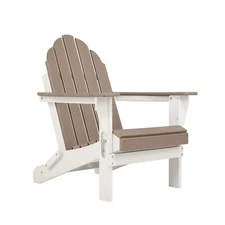 HDPE Folding Adirondack Chair Outdoor Patio All Weather Fire Pit Chairs Brown