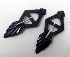 Lot 2 Boucles de ceinture anciennes en galalithe - Décor géométrique - ART Déco