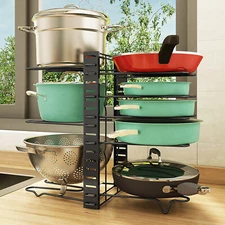 Pots and Pans Organizer for Cabinet Adjustable 8 Tier Organizer Rack USA