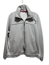 Puma Gray Zip Up Logo Jacket Embroidered Size L Pockets Fleece Lined