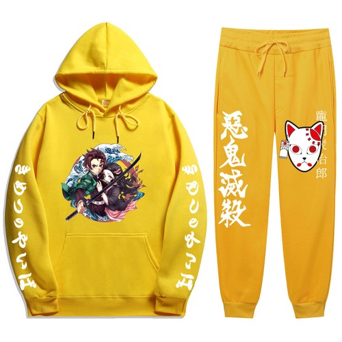 Demon Slayer Kamado Tanjirou Hoodies Hip Hop Pullover Tracksuits Pants Trousers - Picture 13 of 43