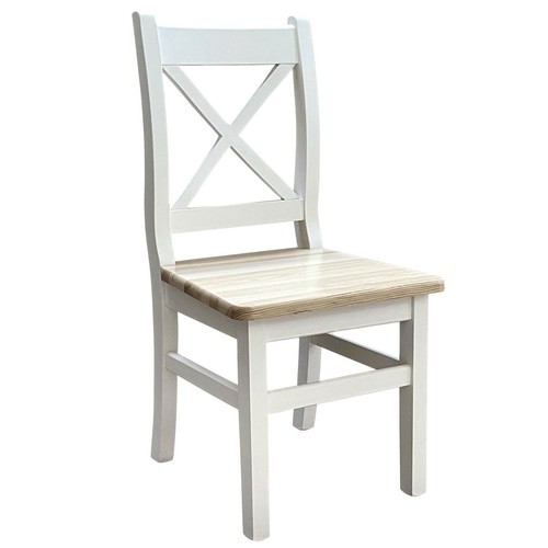 JUEGO Silla de madera blanca Silla de cruz MADERA MACIZA PINO - NUEVO Estilo casa de campo 2 piezas - Imagen 3 de 16