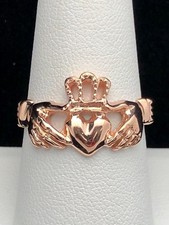 14k Rose Gold Love Friendship Claddagh Irish Ring Sizes 5-9