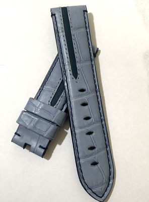 Alligator Tang Watch Strap Matte Blue 22 mm x 20 mm 75x115 Genuine Made in ITALY