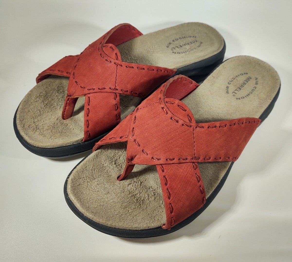 Merrell Sandal Air Cushioned Slip On Women’s Topo Lattice Red