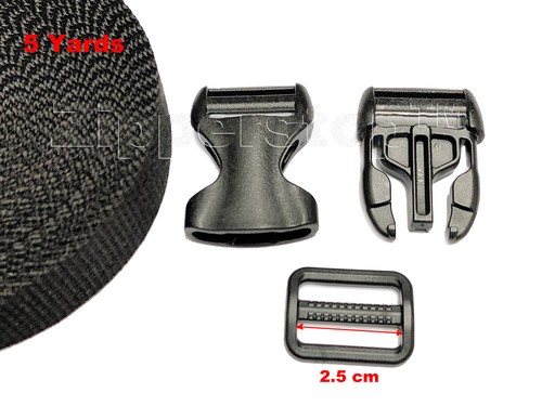 1" YKK Flat Side Release Buckles and Tri-glide Slides with Nylon Webbing Straps - Picture 11 of 13