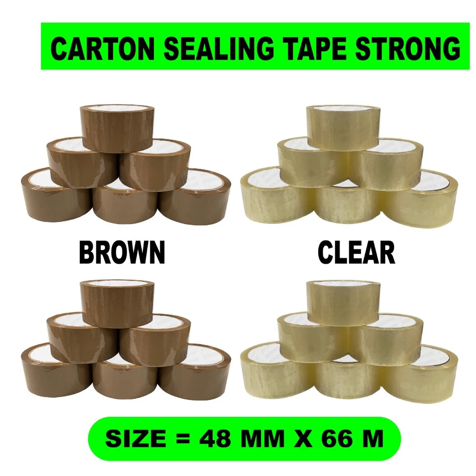 STRONG BROWN OR CLEAR TAPE PARCEL PACKING PACKAGING TAPE SELLOTAPE SEALING