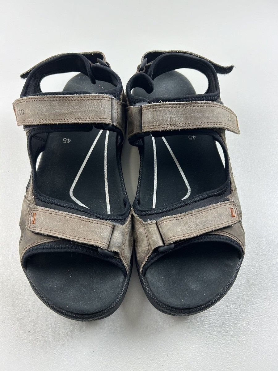 Ecco Sandals Mens 45 Yucatan Strappy Brown Leather Hook  display picture 3