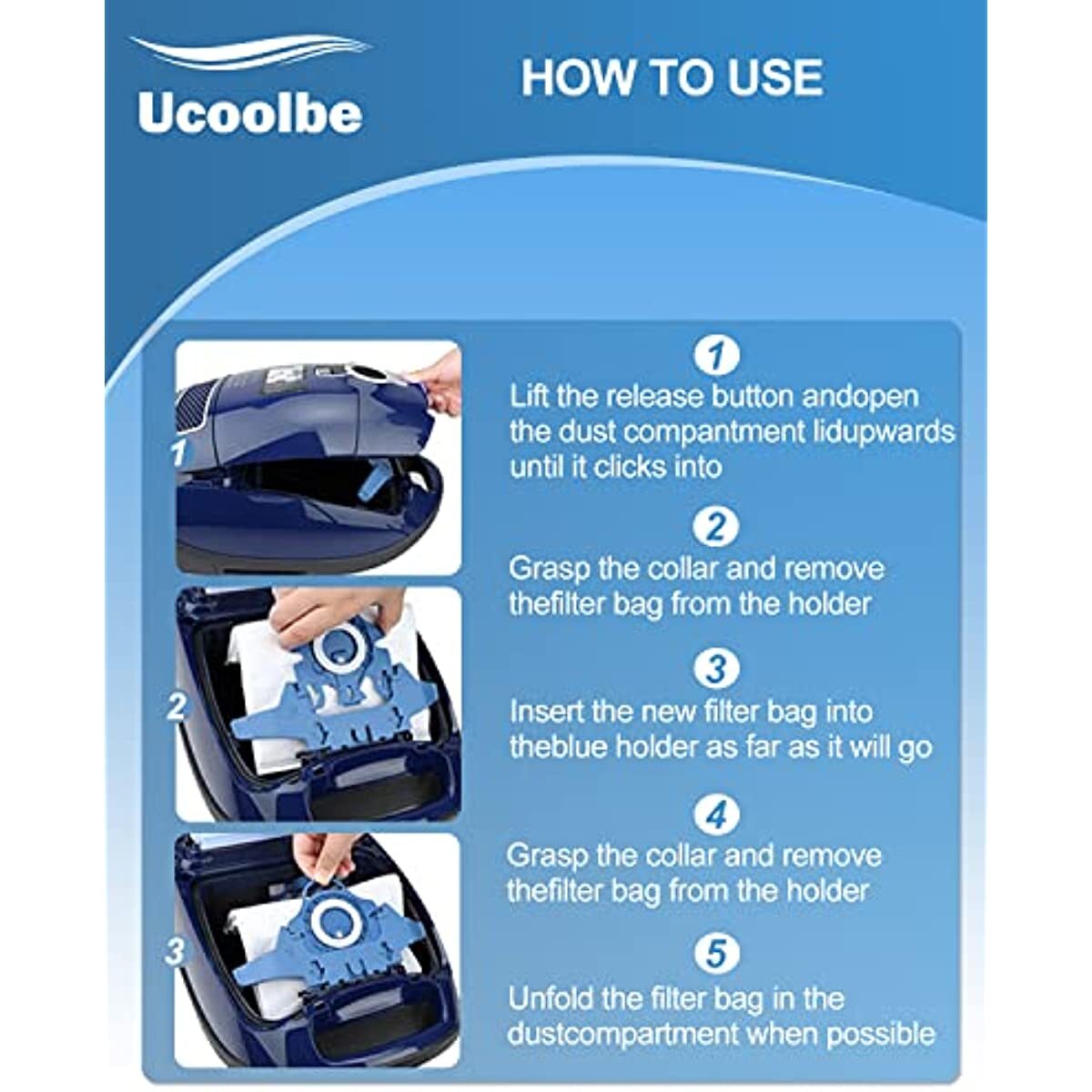 3D Vacuum Cleaner Bags Replacement for Miele GN Airclean Classic C1