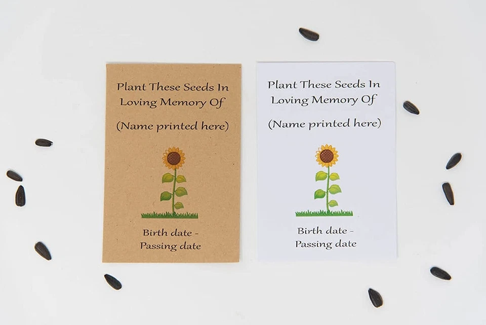 Funeral Seed Envelopes Personalised Sunflower/Forget Me Not - Memorial Keepsake - Image 3 of 4
