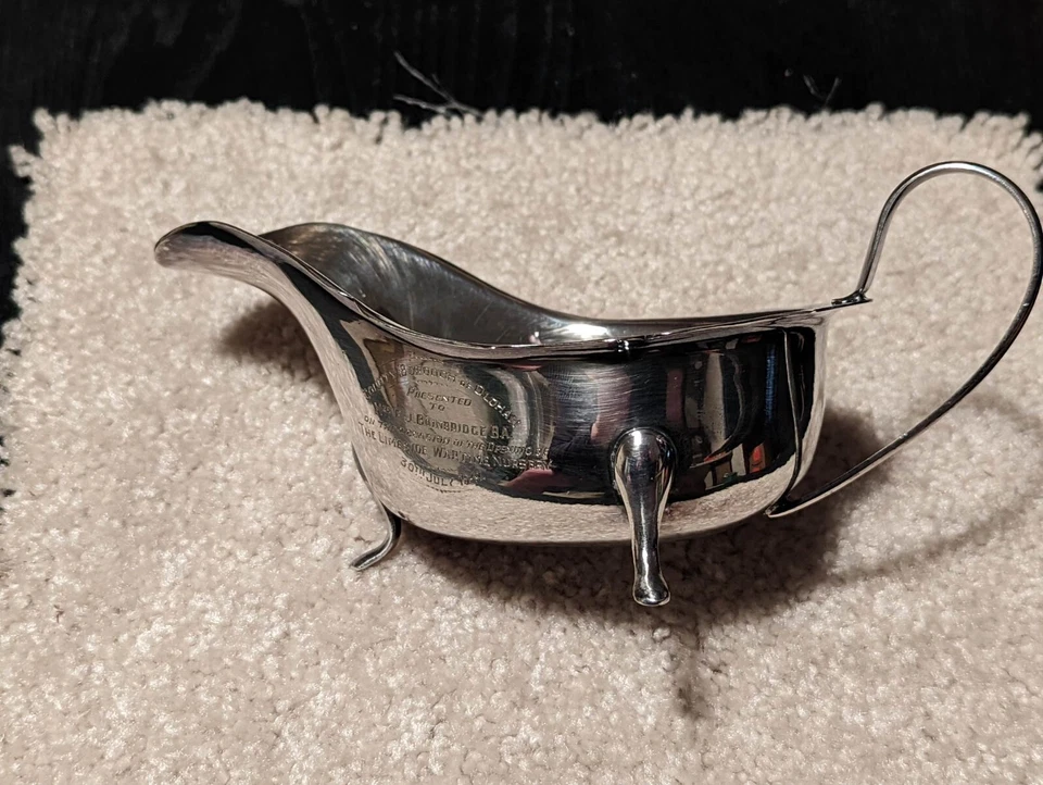 1942 Серебряный соус лодка с надписью на стороне - историческая вещь! - Изображение 4 из 4