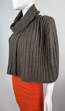 Escada NWT 12 US 48 IT 42 D L Brown Knit Alpaca Wool Poncho Sweater Front Slip