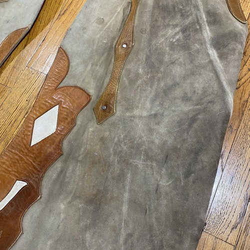 Vintage 40s 50s Rodeo Bullrider Leather Chaps Custom Leatherwork Cowboy Antique - Picture 3 of 8