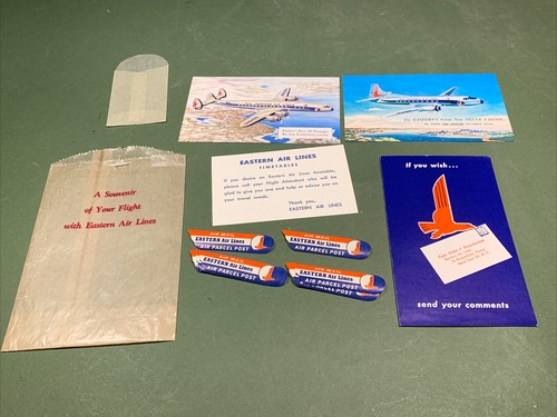 Vintage EASTERN AIRLINES Ephemera Lot: Decals, Air Post Labels, Post Cards, Ect - Picture 2 of 10