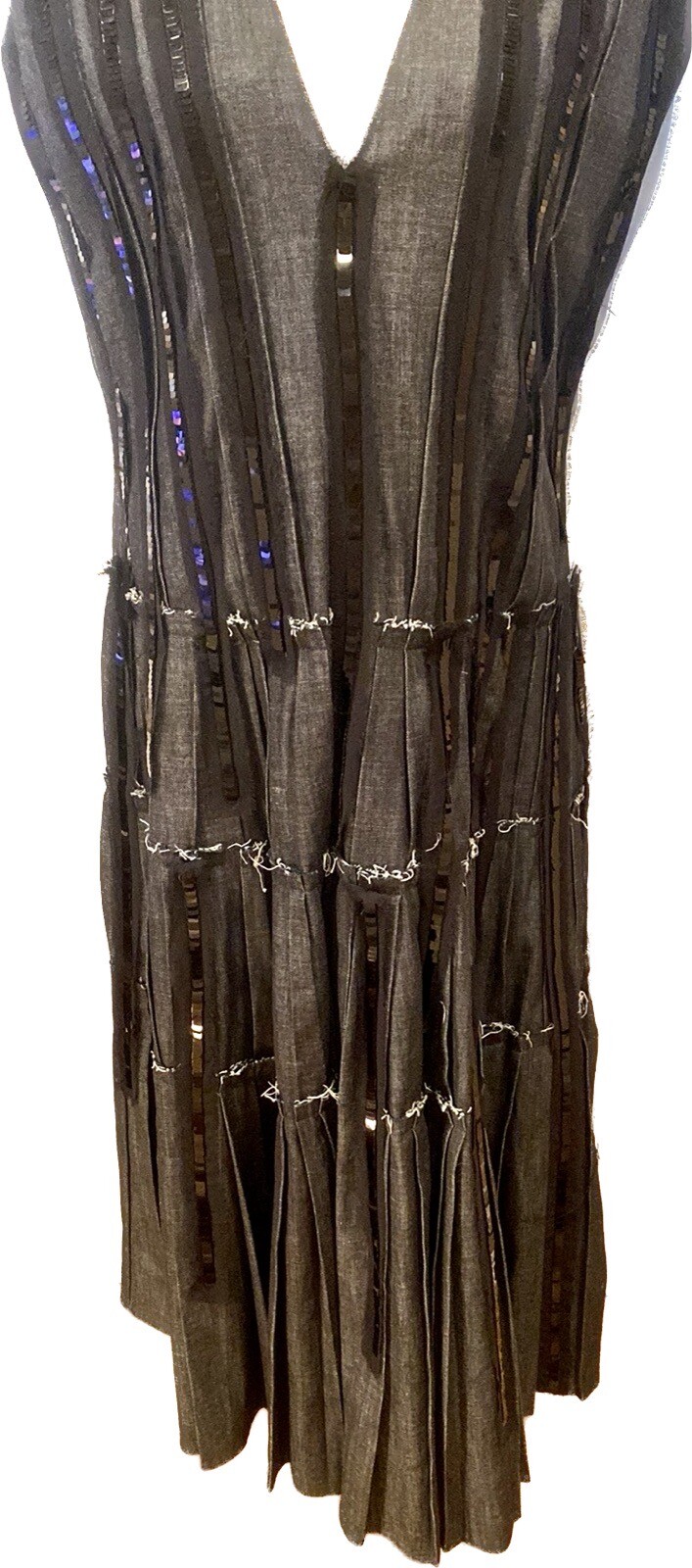 BOTTEGA VENETA ABSOLUTELY FABULOUS DENIM DRESS WITH UNIQUE SEQUINS DESIGN, S image 2