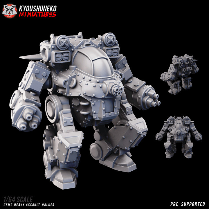 art of war 3枚セット fab WW2 USMC Heavy Assault Walker, Wargaming Mech Robot Sci fi