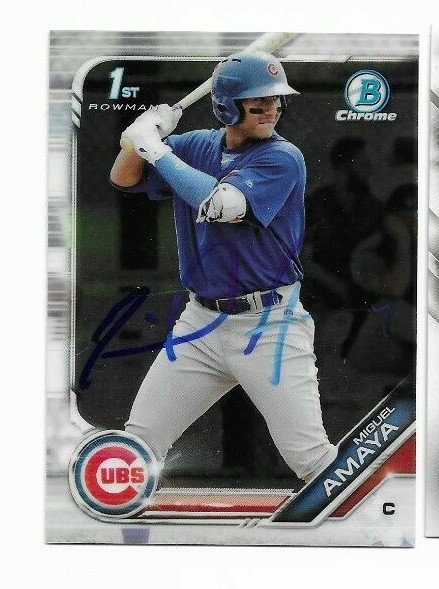 2019 Bowman Chrome MIGUEL AMAYA Signed Card autograph CUBS RC