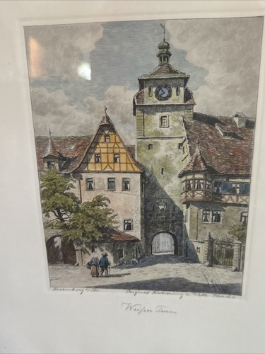 Set of 3 Vintage Framed Signed Ernst Geissendorfer Etching Plönlein Rothenburg - Picture 7 of 14