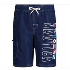 NAUTICA Big Boys XL Fully Lined Knee Length Graphic Swim Trunks Navy Blue