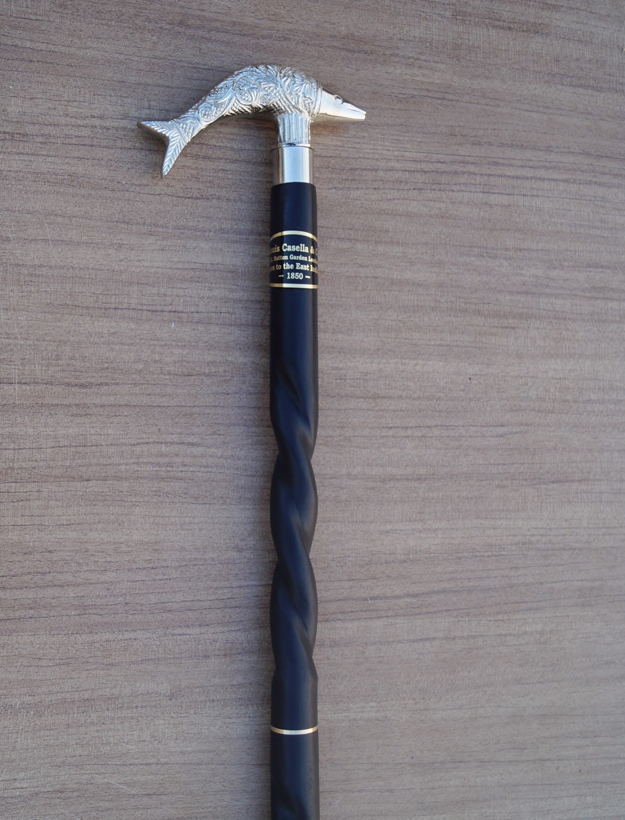 Brass Handle Walking Stick Fish Head Handle With Blac… Gem