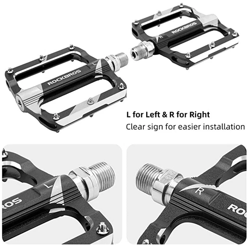 Pedales de Bicicleta ROCKBROS Aluminio 9/16" Rodamiento Sellado Antideslizante Ciclismo Pedales Planos EE. UU. Foto 3 de 4
