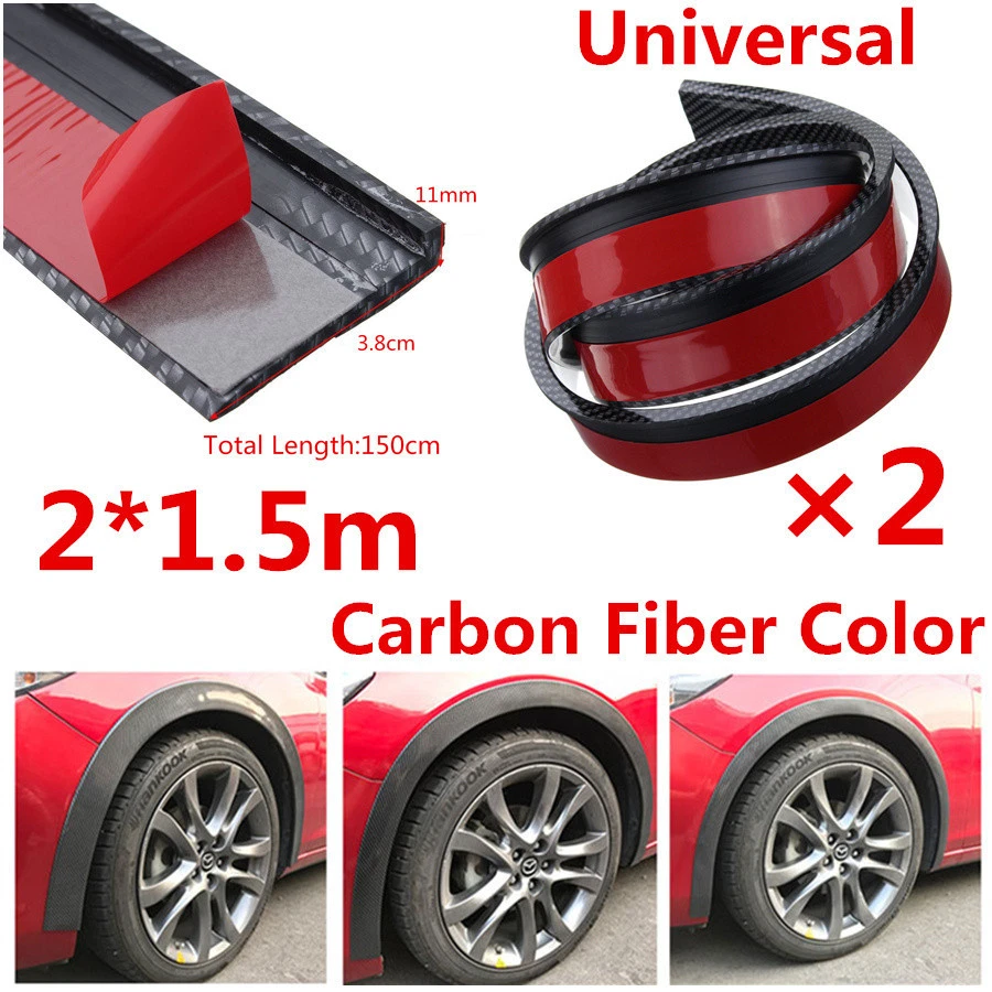 Protector de cejas 2 X 3,8 cm/1,5 m negro color fibra de carbono guardabarros rueda acampanada Foto 3 de 4