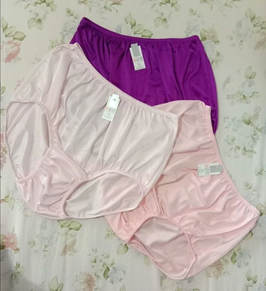 x 3 винтажные женские трусики нейлона шелковистый трусы бабушки стиль нижнее белье Knickers XL - Изображение 2 из 4