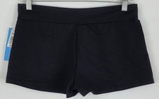 Motionwear NWT Womens Black Rhinestone Striped Gymnastic Shorts Size L Black