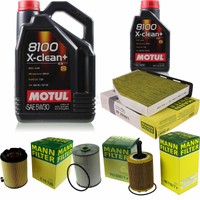 MANN-FILTER Inspektionspaket 6L Motul 5W-30 8100 X-Clean+ FüR Vw Caddy Iii