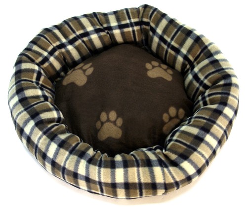 GeKi Trend Hundebett 50-60 cm rund Plüsch Hundekissen Katzenbett Motiv Pfote - Bild 72 von 74