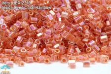 Miyuki Hexagon 2 Cut 11/0 Inside Dyed Coral Rainbow Hex-2779