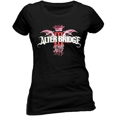 Damen Bandshirt ALTER BRIDGE III King Wing Fitted T-Shirt Schwarz Black Rundhals