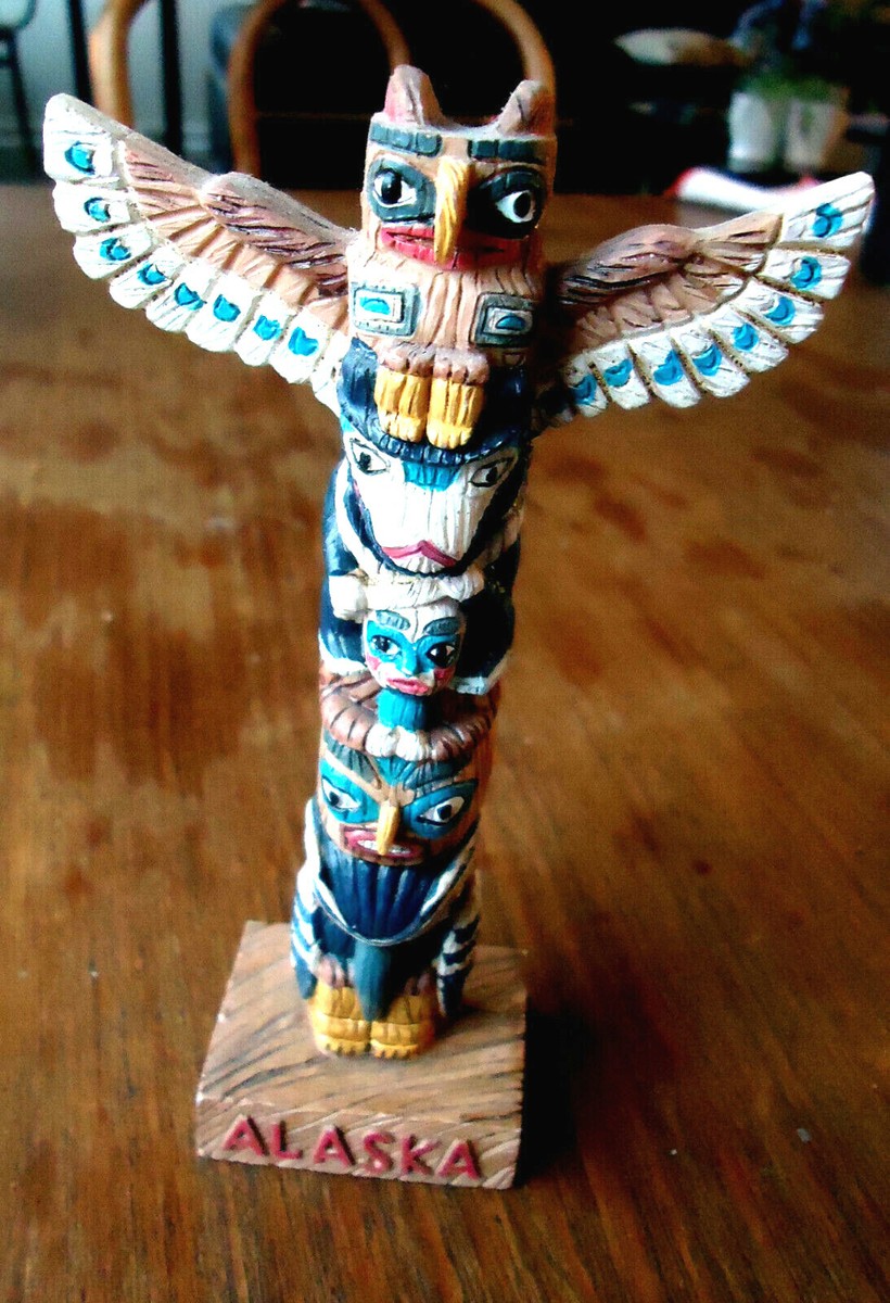 ALASKA Totem Pole Mid Century Vintage 6” Resin Northwestern