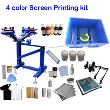4 Color 1 Station Screen Printing Kit Press Printer Exposure Unit Screen Frame