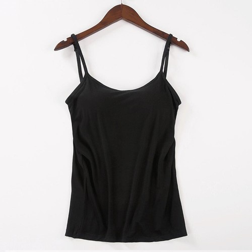 Damen-Tanktops Camisole verstellbare Träger mit integriertem gepolstertem BH Trägershirt Cami US - Bild 19 von 28