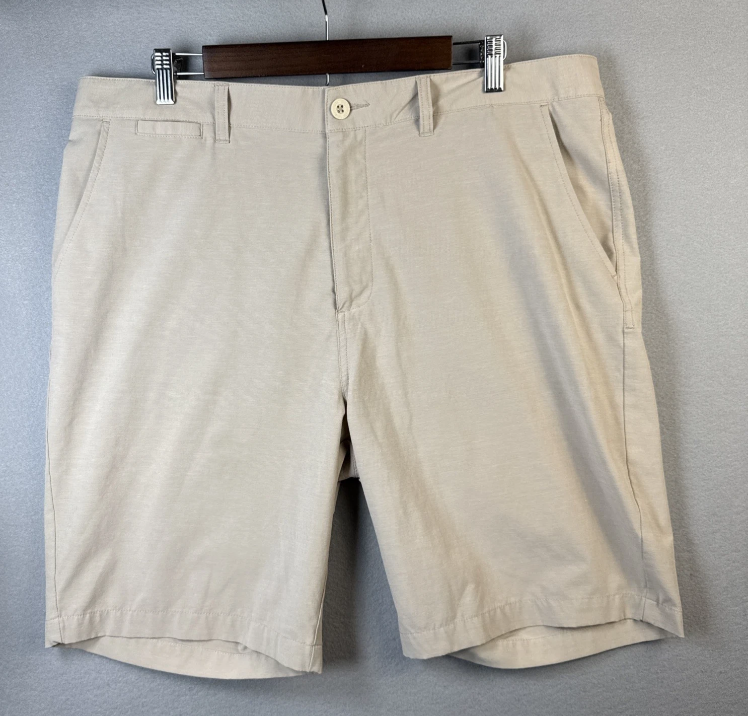 Johnnie-O Mulligan Performance Shorts Men Size 38 Beige Golf Chino Nautical Pant