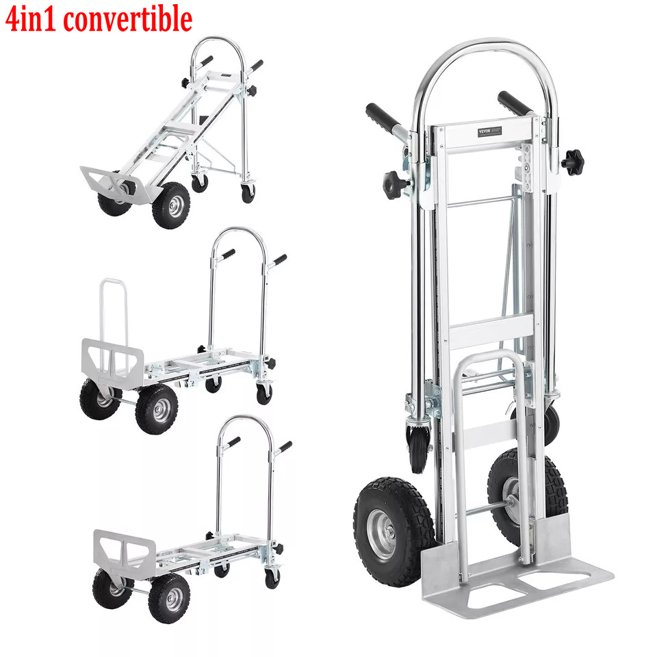 1000 Lbs 4 in 1 Aluminum Hand Truck Heavy Duty Convertible Folding Dolly Cart