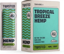 Twisted Hemp 4 Leaf per Pack 15 Count Box 60 Rolling Papers (Tropical Breeze)
