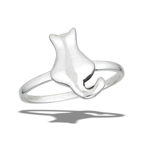Bague Fine En Argent 925 Motif Chat - Taille 48, Neuf Avec étiquettes, Bijou Minimaliste