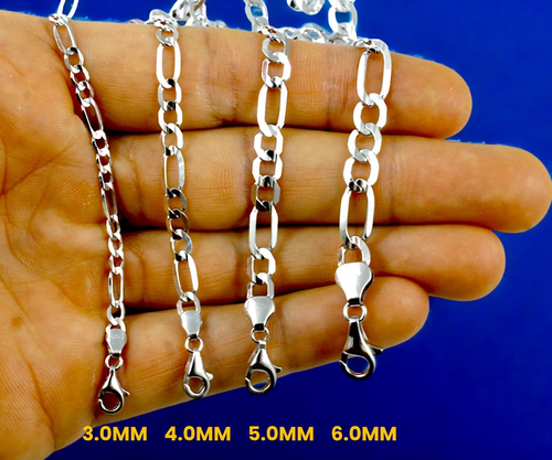 10K Weißgold Figaro Halskette Kette Italienisch Echt Gold 2mm-6mm 16"-30" - Bild 5 von 10