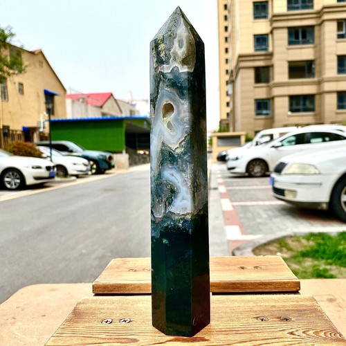 1.2LB Natural water grass agate wide column Obelisk quartz crystal sample colum - 第 8/14 張圖片