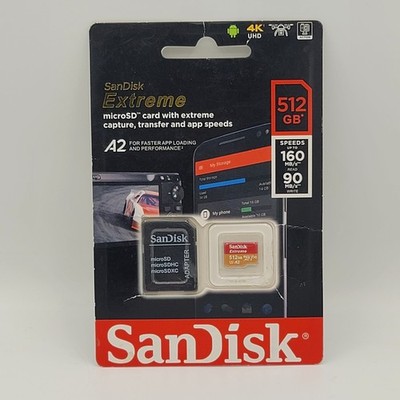 SanDisk Extreme 512GB microSDXC UHS-I A2 V30 160MB/s Memory Card w/ Adapter