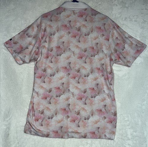 Bad Birdie Polo Shirt Mens Large Pink Floral Logo Performance Golf Preppy - Bild 2 von 8