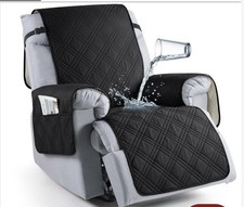 Waterproof Oversized Recliner Chair Sofa Cover with Pocket 30 Black