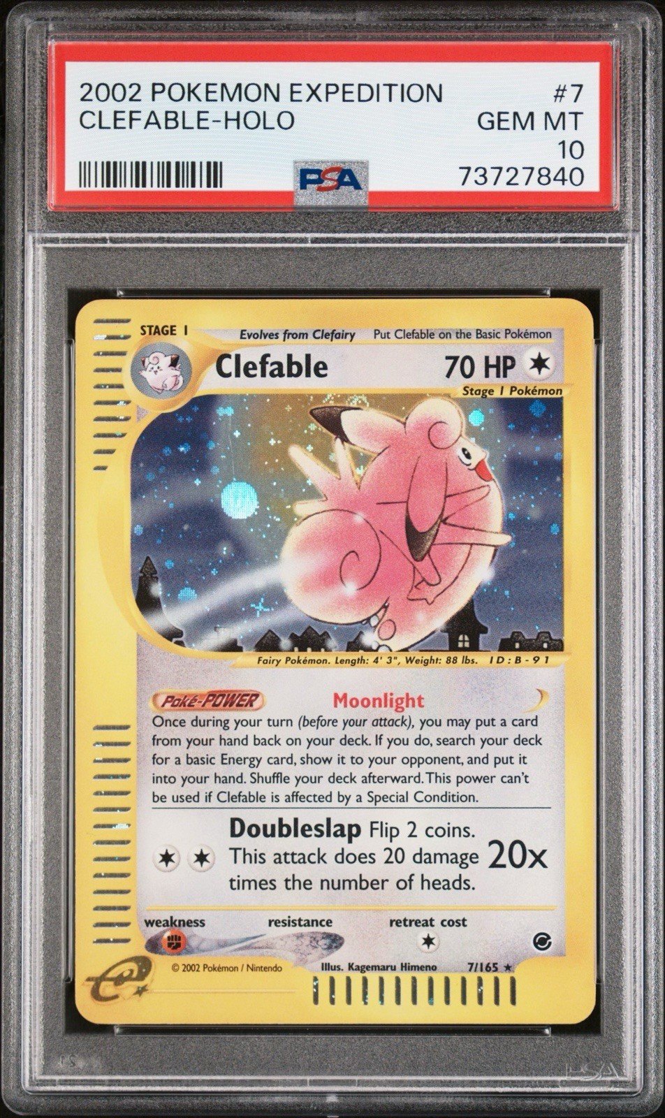 2002 POKEMON EXPEDITION #7 CLEFABLE HOLO PSA 10 SWIRL 🌀 POP 39