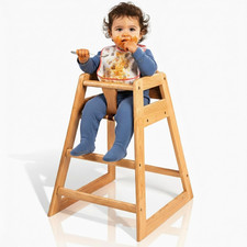 LA Baby Wooden High Chair - Restaurant Style Solid Wood Highchair for Babies and