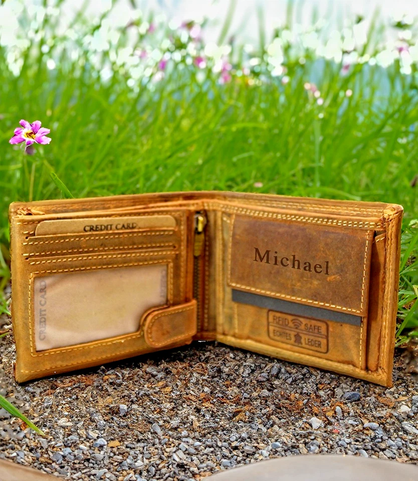 Personalisierbares Herren-Portemonnaie aus Vintage Leder – RFID & Gravur - Bild 3 von 4