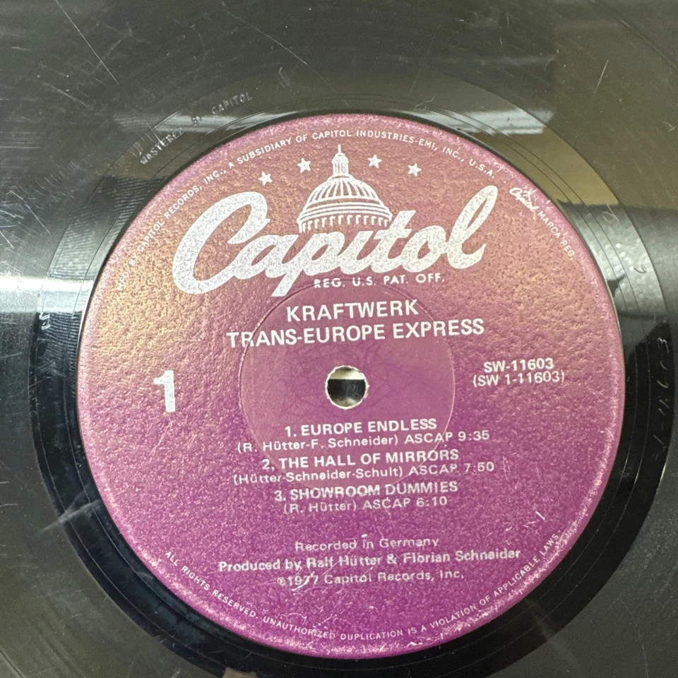 Kraftwerk Trans-Europe Express Vinyl LP Capitol Records SW 11603 Purple RARE - Image 4 of 4