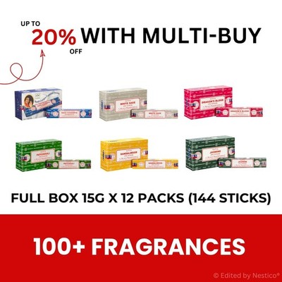 Satya Räucherstäbchen Nag Champa Salbei Joss Sticks volle Box 15g x 12 Packungen